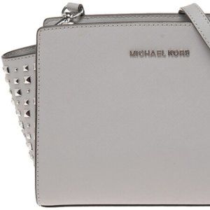 MICHAEL Michael Kors Grey Leather Studded Small Selma Crossbody Bag NWOT